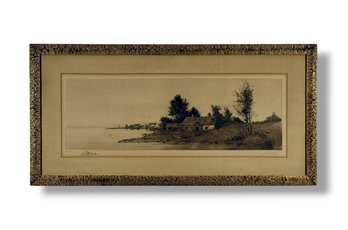 Ernest C. Rost (1867-1940) Coastal Cottage Landscape Etching