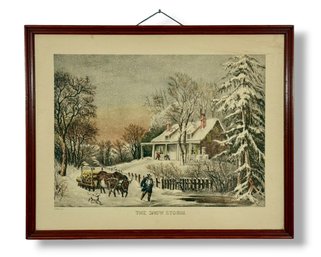 19th C. Currier & Ives 'Snow Storm' Lithograph