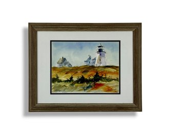 Jim Power Watercolor 'Monhegan Lighthouse'