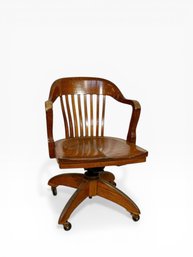 Solid Oak Banker's Swivel Chair