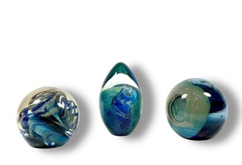 Grouping Of (3) Robert Eickholt Paperweights