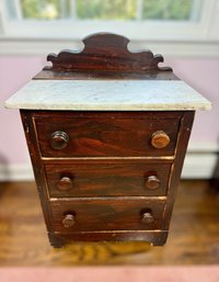 19th C. Marble Top 3-Drawer Commode