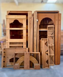 Full Renditions Of Early 1700s Barrel Back Corner Cupboards - Resawn Chestnut & Pine