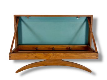 1960 Danish Modern Wall Mounted Valet In Teak