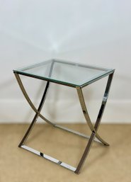 Vintage Chrome & Glass Side Table