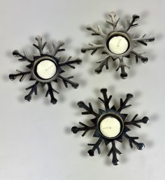 (3) Stainless Snowflake Votive Candle Holders