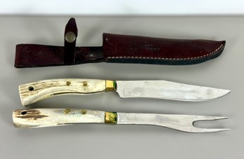 Antler Carving Set & Leather Sheath