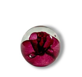 Watermarked 'Glass Eye Studio' Rose Paperweight