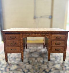 Early 1900s Tiger Oak Executive Desk