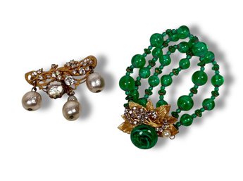 (2) Miriam Haskell Signed Jewelry Pieces