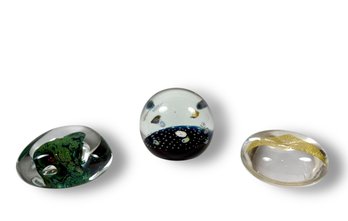Grouping Of (3) Scottish Or Swedish Paperweights