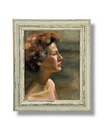 Original Oil On Canvas Framed Portrait - Signed Illegibly