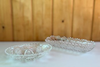 Lot Of (2) Crystal Serving Pieces
