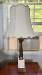 1950s Neoclassical Style Brass & Marble Table Lamp