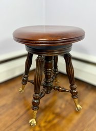 Solid Mahogany Claw Foot Piano Stool