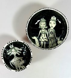 Pair Of Jenny Mendes Pottery Bowls