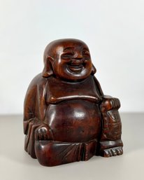 Hand Carved Wooden Happy Buddha
