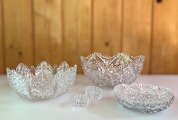 Lot Of (6) Vintage Cut Glass Pieces