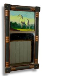 18th C. Reverse Painted Horse Mirror