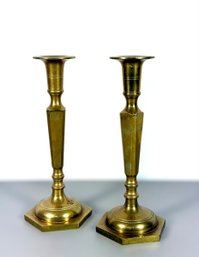Pair Of Antique Brass Candlesticks