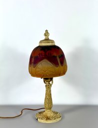 1920s Reverse Hand-Painted Lamp - Art Nouveau