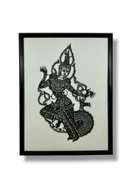 1950s Hand-Cut Thai Siam Dancer Framed Artwork