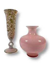 Pair Of Pink Glass Vases