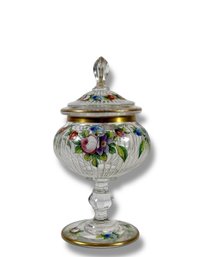 Antique Hand-Painted Floral Candy Dish - Heisey