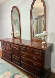 Traditional Cherry Dresser & Double Mirror