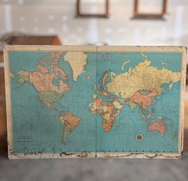 Large Geographical Map On Poster Board