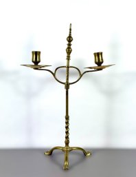 18th C. Solid Brass Adjustable Candelabra