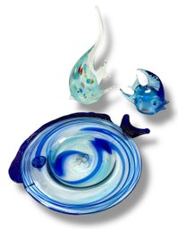 Grouping Of Blown Glass Fish Sculptures