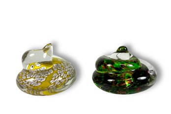 (2) 1960s Swedish Made Paperweights 'FM Konstglas - Ronneby, Sweden'