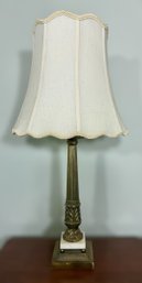 1950s Neoclassical Style Brass & Marble Table Lamp