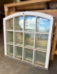 (3) 1900s Solid Mahogany 12-Pane Windows From Deep River Town Hall
