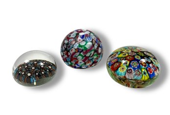 Grouping Of (3) Italian Murano Paperweights