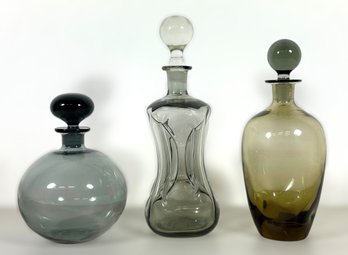 Grouping Of Swedish Smoked Glass Decanters