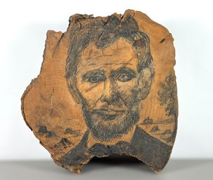 Amazing 1870s Abe Lincoln American Folk Art Portrait On Slab