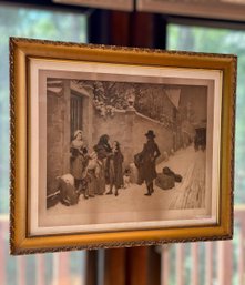 Early 19th C. Pierre Outin Hand-Signed Lithograph In Gilted Frame