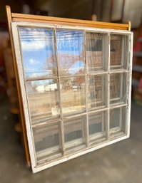 (2) 1900s Solid Mahogany 12-Pane Windows From Deep River Town Hall