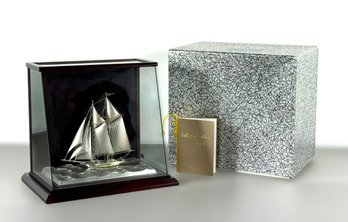 Sterling Silver Yacht In Collector's Case - Marked 985 Silver