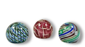 Grouping Of (3) Italian Murano Paperweights