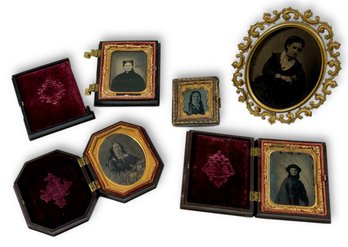 (5) 19th C. Female Figure 'Tintype' Photographs