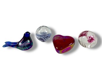 Grouping Of (4) Signed Blown Glass Paperweights