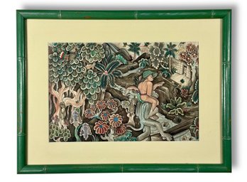 1950s Balinese Framed Watercolor