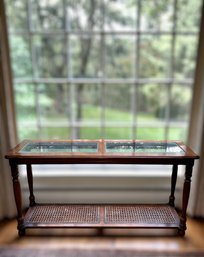 Oak Console Table - Glass Top