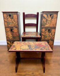 Teddy Bear Themed Children's Chair, Storage & Stool