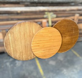 (3) Solid Oak Round Table Tops