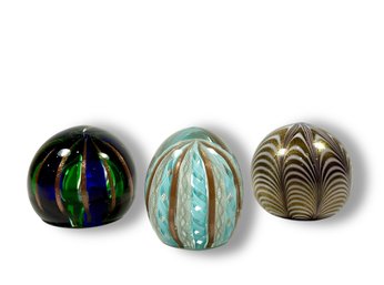 Grouping Of (3) Italian Murano Paperweights