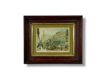 19th C. Aquatint Engraving - Somerset House & St. Mary Le Strand